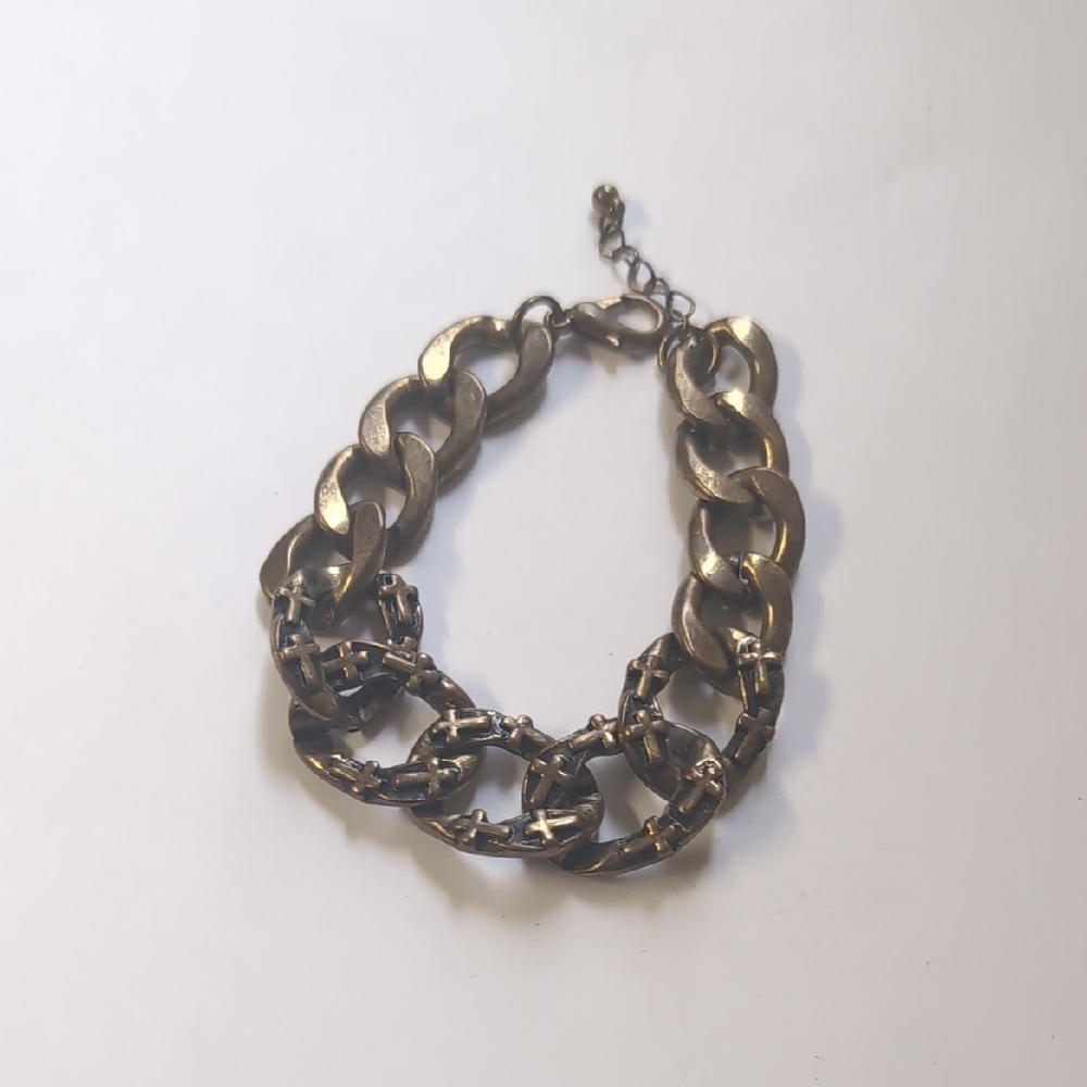 Gold‎ Chunky Chain Bracelet with Textured Links